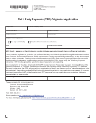 Document preview: Form DR5778 Third Party Payments (Tpp) Originator Application - Colorado