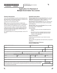 Document preview: Form DR0593 Application for Renewal of Multiple Event Sales Tax License - Colorado