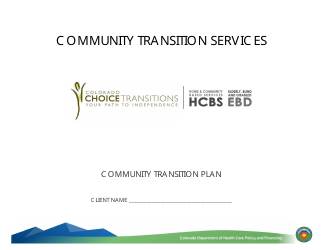Community Transition Plan - Colorado