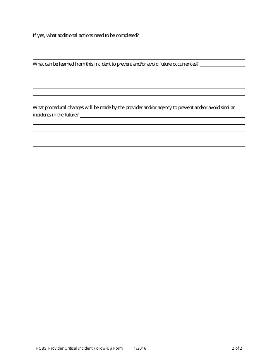 Colorado Hcbs Provider Critical Incident Follow-Up Form - Fill Out ...