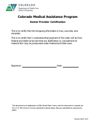 Colorado Dental Provider Certification Download Fillable PDF Colorado Dental Provider Certification Download Fillable PDF