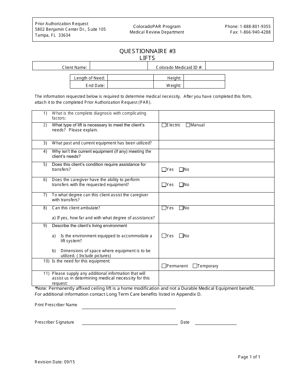 Questionnaire #3 - Lifts - Colorado, Page 1