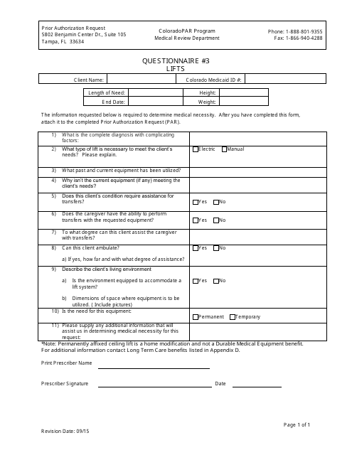 Questionnaire #3 - Lifts - Colorado Download Pdf