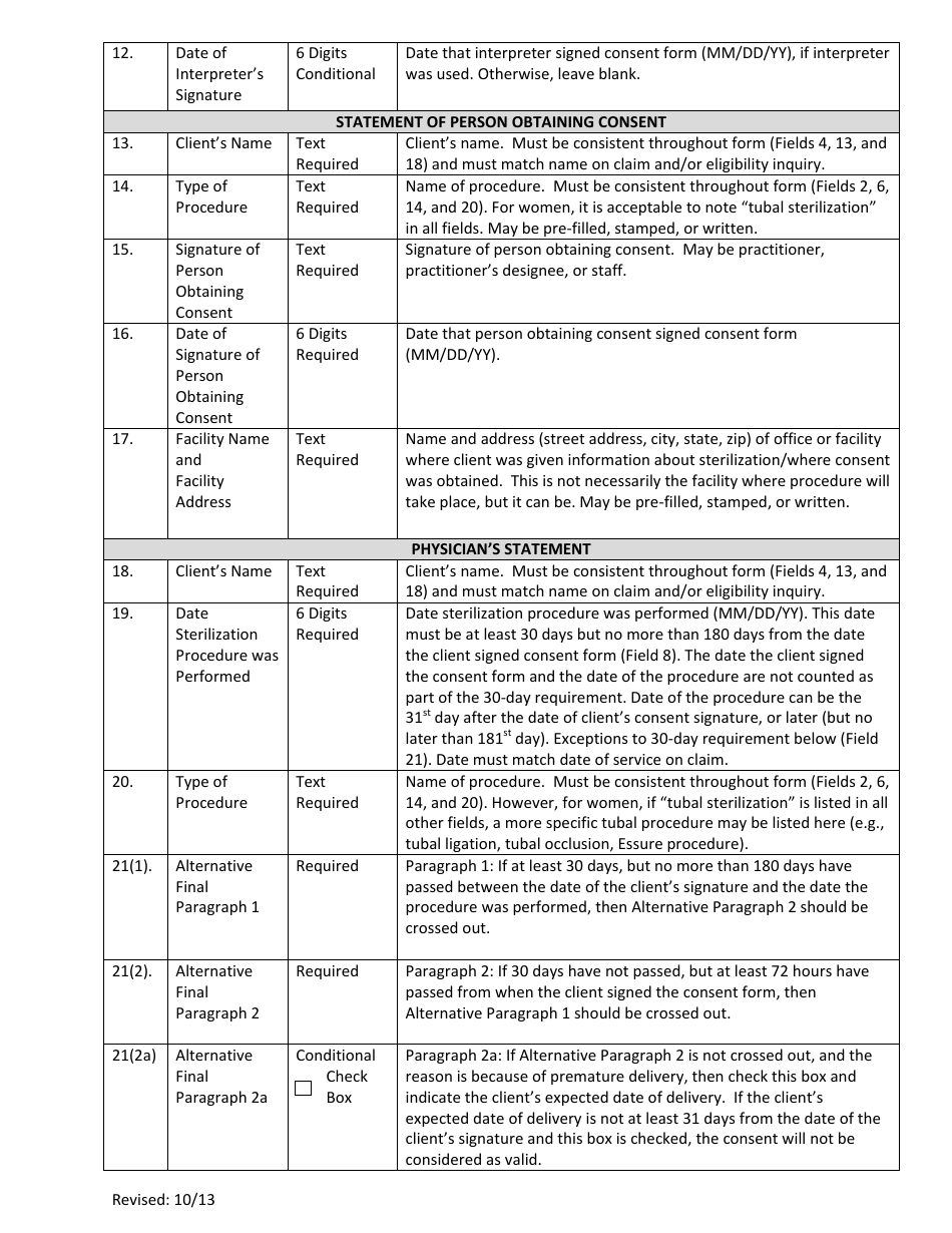 Download Instructions for Form MED178 Sterilization Consent Form PDF