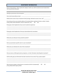 Investor Protection Unit Complaint Form - Delaware, Page 2