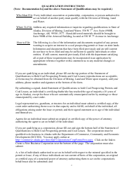 Statement of Qualifications to Hold Coal Prospecting Permits and Coal Leases - Alaska, Page 2