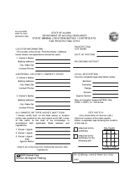 Form DNR10-162V State Mining Location Notice/Certificate for Prospecting Sites - Alaska