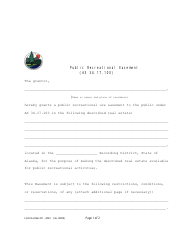 Document preview: Form 201-4054 Public Recreational Easement (As 34.17.100) - Alaska