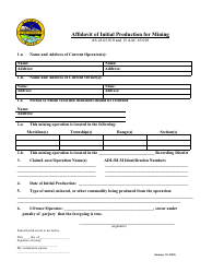 Document preview: Affidavit of Initial Production for Mining - Alaska