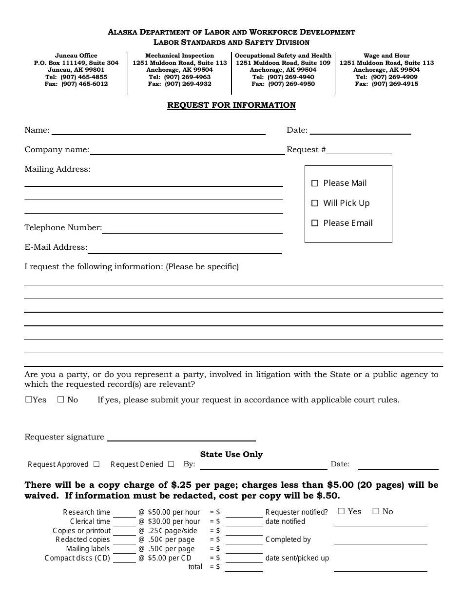 Alaska Request for Information - Fill Out, Sign Online and Download PDF ...