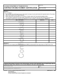 Document preview: CDOT Form 17 Contractor Dbe Payment Certification - Colorado