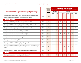 Pediatric Sha Questions by Age Group - California, Page 2