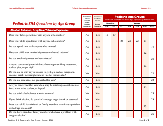 Pediatric Sha Questions by Age Group - California, Page 6