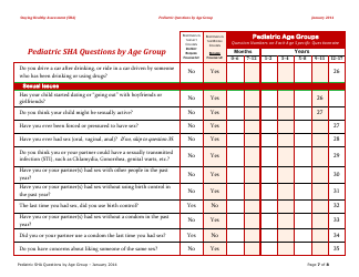 Pediatric Sha Questions by Age Group - California, Page 7