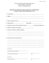 Form SITE-1 Report of Educational Service Offerings Other Than the Approved Site - Colorado