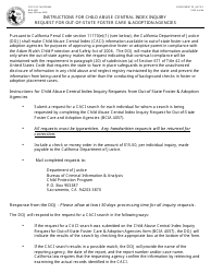 Instructions for Form BCIA4057 Child Abuse Central Index Inquiry Request for Out-of-State Foster Care and Adoption Agencies - California