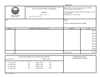 Document preview: Form FDACS-01945 Invoice - Florida