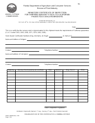 Form FDACS-08254 Nematode Certificate of Inspection for Shipping Nursery Stock to California From Stock Dealers/Brokers - Florida