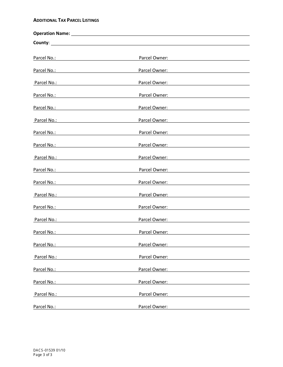 Form DACS-01539 Notice of Intent to Implement Conservation Plans for Specified Agricultural Operations - Florida, Page 3