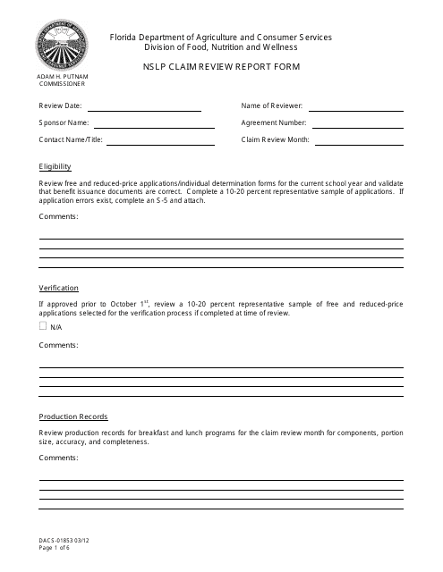 Form DACS-01853  Printable Pdf