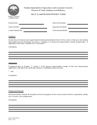 Form DACS-01853 Nslp Claim Review Report Form - Florida