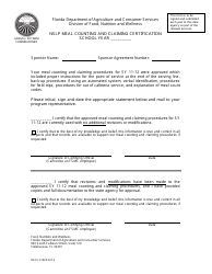 Document preview: Form DACS-01829 Nslp Meal Counting and Claiming Certification - Florida