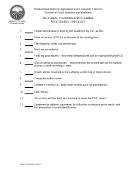 Document preview: Form FDACS-01824 Nslp Meal Counting and Claiming Procedures Checklist - Florida