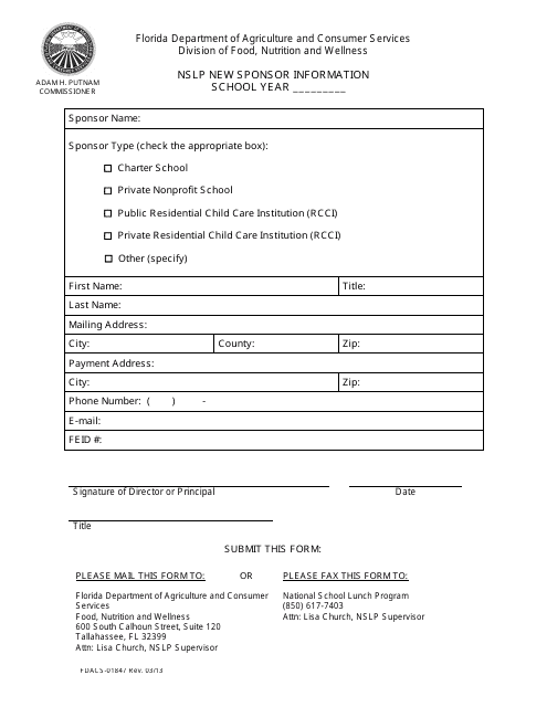 Form FDACS-01847  Printable Pdf