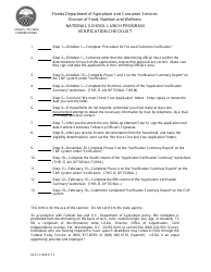 Form DACS-01808 &quot;National School Lunch Program Verification Checklist&quot; - Florida