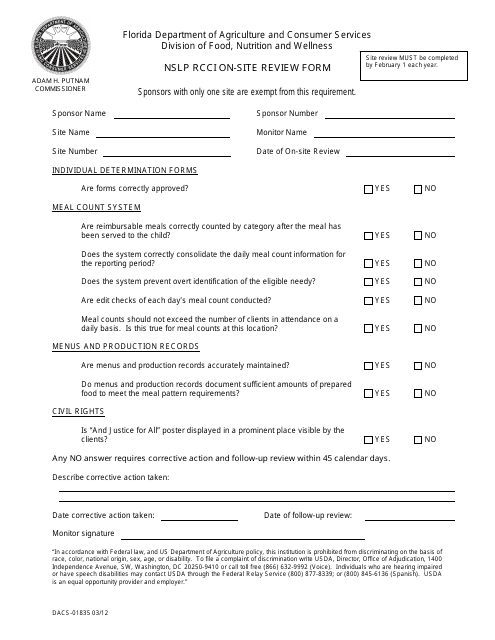 Form DACS-01835  Printable Pdf
