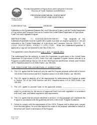 Form DACS-01721 Program Addendum / Agreement Fresh Fruit and Vegetable - Florida