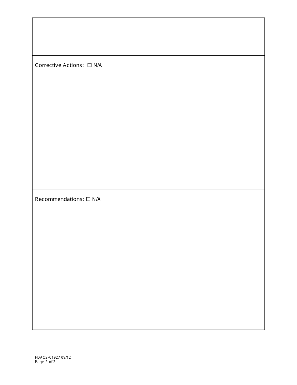 Form FDACS-01927 Technical Assistance Report - Florida, Page 2
