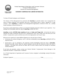 Document preview: Form FDACS-02002 Workers' Compensation Carrier Information - Florida
