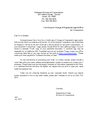 Certificate of Change of Registered Agent/Office for Corporation - Delaware