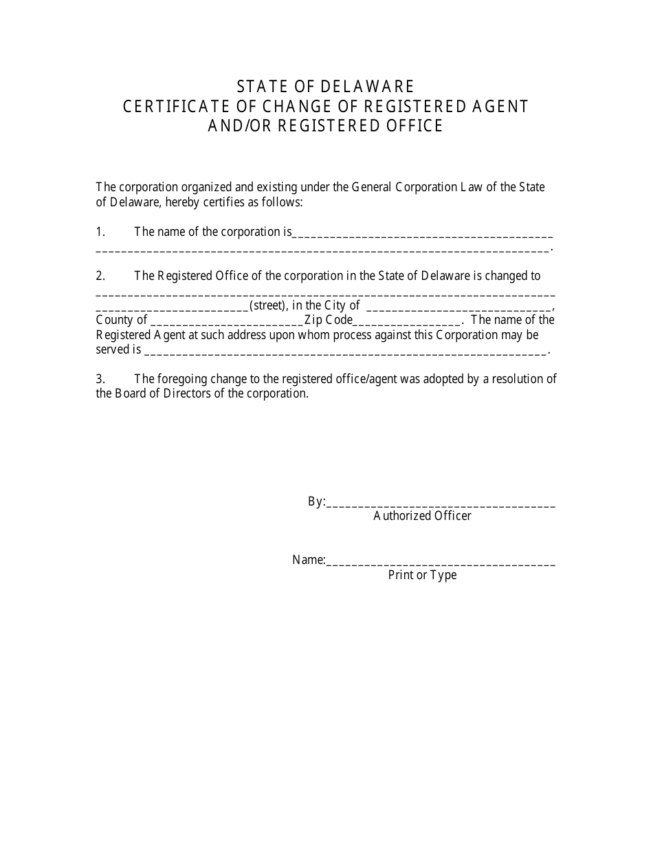 Certificate of Change of Registered Agent / Office for Corporation - Delaware, Page 3