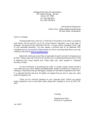 Document preview: Certificate of Dissolution Before Beginning Business for Non-stock Corporation - Short Form - Delaware
