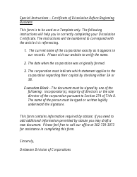 Certificate of Dissolution Before Beginning Business (Section 274) - Delaware, Page 2