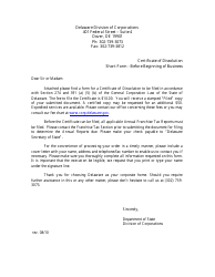 Certificate of Dissolution Before Beginning of Business - Short Form - Delaware