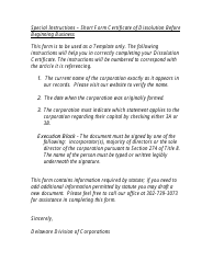 Certificate of Dissolution Before Beginning of Business - Short Form - Delaware, Page 2