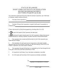 Certificate of Dissolution Before Beginning of Business - Short Form - Delaware, Page 3