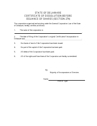 Certificate of Dissolution Before Issuance of Shares - Delaware, Page 3