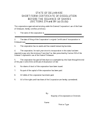 Certificate of Dissolution Before Issuance of Shares - Short Form - Delaware, Page 3