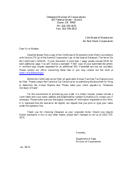 Certificate of Dissolution of Non-stock Corporation (Section 276 (A)) - Delaware