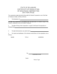 Certificate of Dissolution of Non-stock Corporation (Section 276 (A)) - Delaware, Page 3