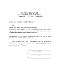 Foreign Corporation Certificate of Withdrawal - Delaware, Page 2