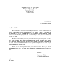 Statement of Partnership Existence - Delaware