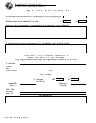Form DFS-A1-2145 Object Code Add or Update Request Form - Florida, Page 2
