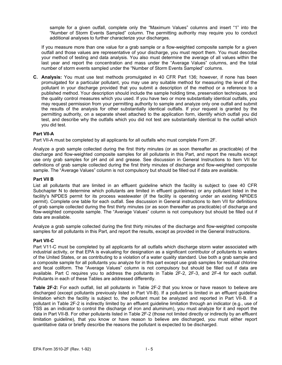EPA Form 3510-2F (NPDES Form 2F) Application for Permit to Discharge Storm Water Discharges Associated With Industrial Activity, Page 11