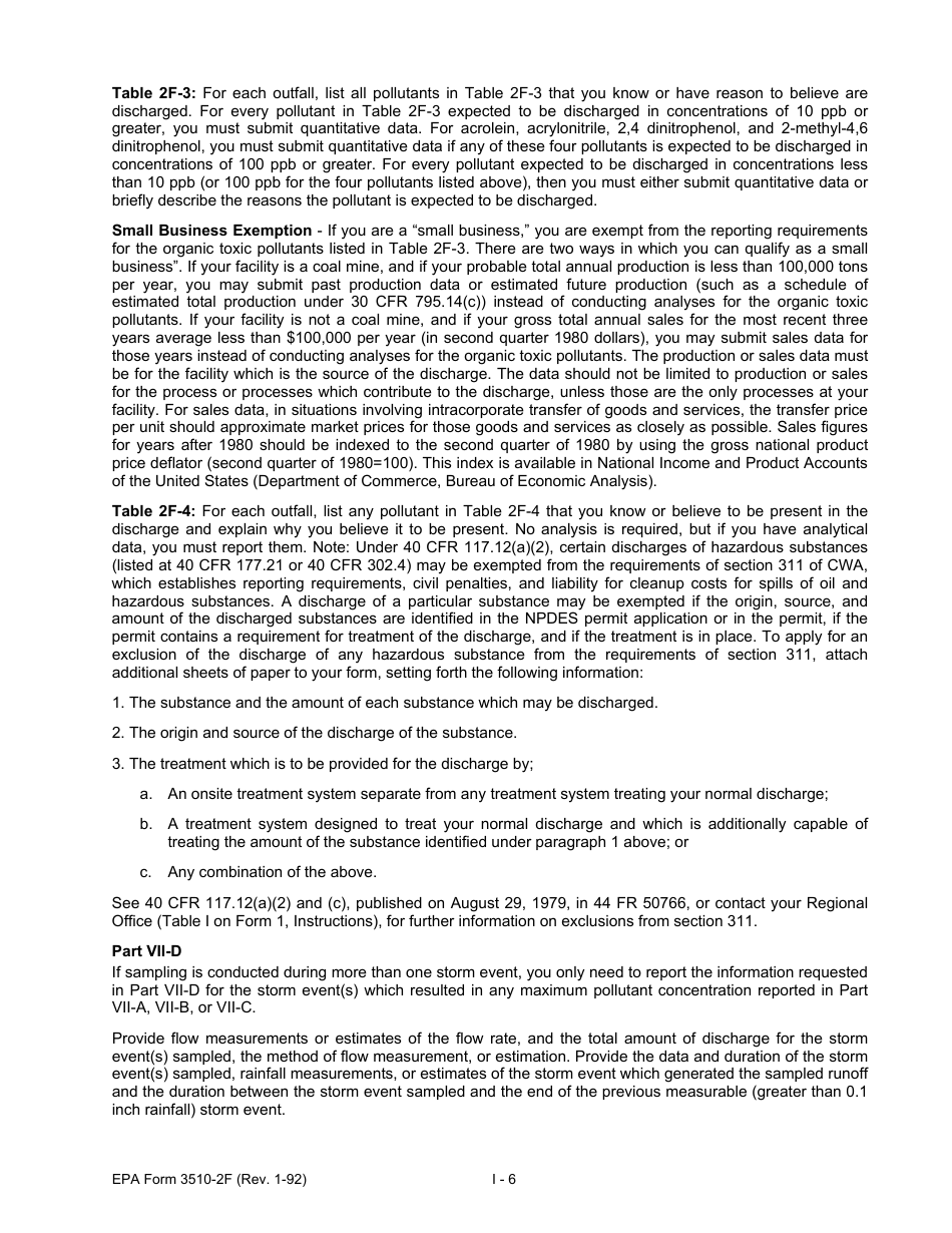EPA Form 3510-2F (NPDES Form 2F) Application for Permit to Discharge Storm Water Discharges Associated With Industrial Activity, Page 12