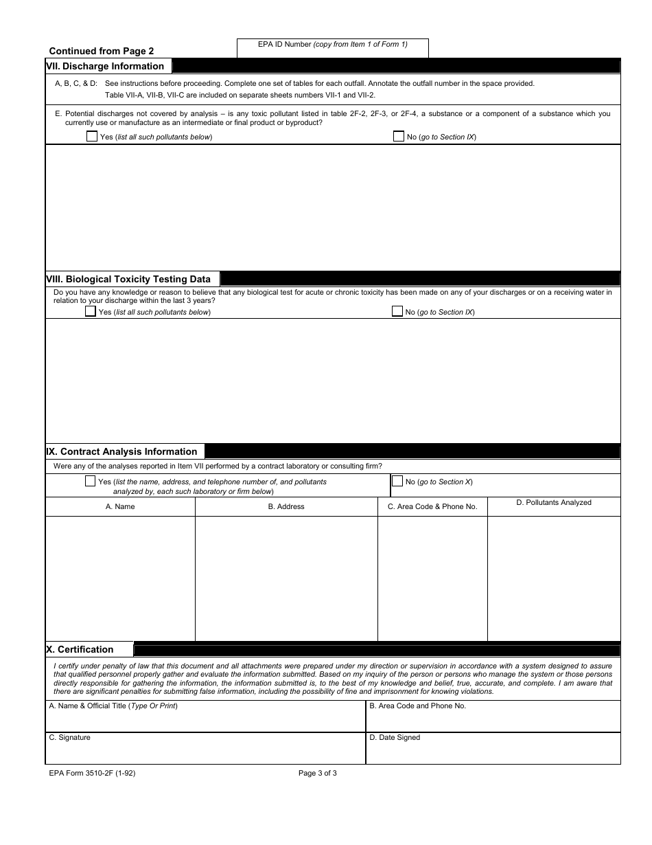 EPA Form 3510-2F (NPDES Form 2F) Application for Permit to Discharge Storm Water Discharges Associated With Industrial Activity, Page 4